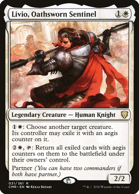 Livio, Oathsworn Sentinel, Magic card CMR 31 — Commander Legends set