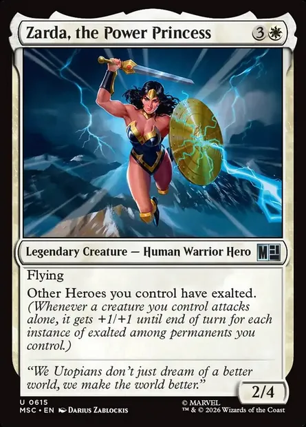 Zarda, the Power Princess, Magic card MSC 615 — Marvel Super Heroes Commander set