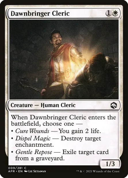 Dawnbringer Cleric, Magic card AFR 9 — Adventures in the Forgotten Realms set