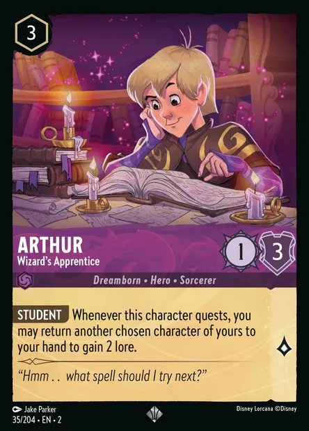 Arthur - Wizard's Apprentice, Disney Lorcana card CH2-035 — Rise of the Floodborn set
