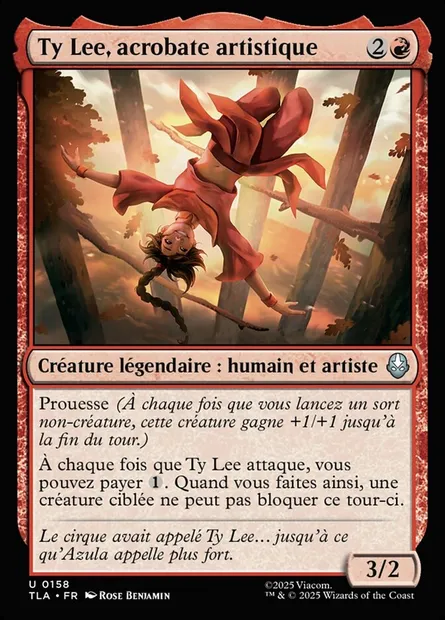 Ty Lee, acrobate artistique, carte Magic TLA 158 — extension Avatar: The Last Airbender
