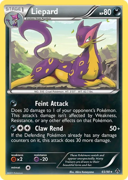 Liepard, Pokémon card EPO 65 — Emerging Powers set