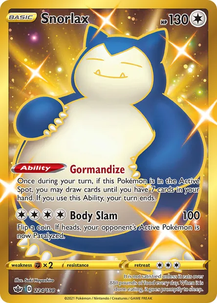 Snorlax, Pokémon card CRE 224 — Chilling Reign set