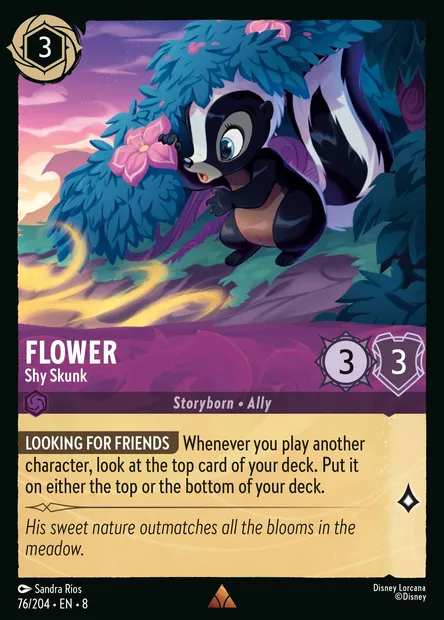 Flower - Shy Skunk, Disney Lorcana card CH8-076 — The Reign of Jafar set