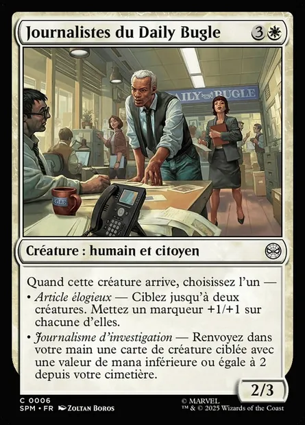 Journalistes du Daily Bugle, carte Magic SPM 6 — extension Marvel's Spider-Man