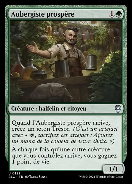 Aubergiste prospère, carte Magic BLC 121 — extension Bloomburrow Commander