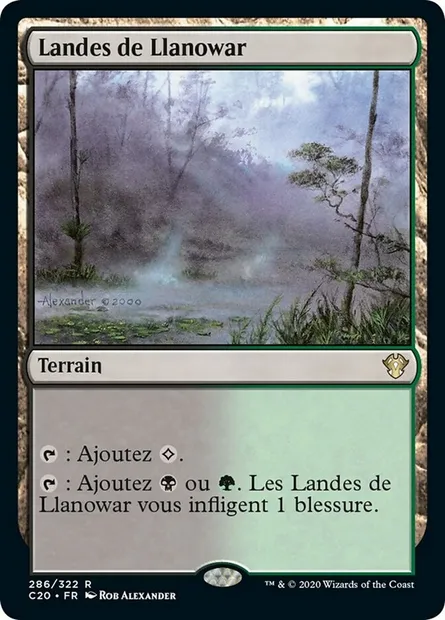 Landes de Llanowar, carte Magic C20 286 — extension Commander 2020