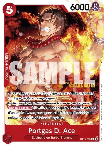 Portgas D. Ace, carte One Piece ST15-005 — extension ROUGE Edward Newgate