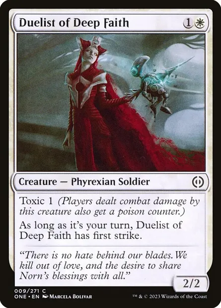 Duelist of Deep Faith, Magic card ONE 9 — Phyrexia: All Will Be One set