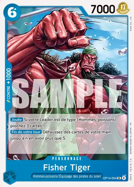 Fisher Tiger, carte One Piece OP14-054 — extension LES SEPT DE LA MER D'AZUR