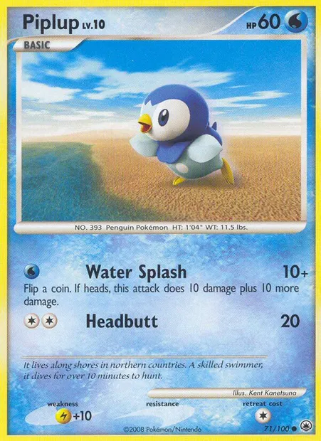 Piplup, Pokémon card MD 71 — Majestic Dawn set