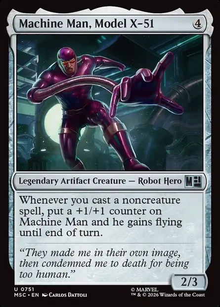 Machine Man, Model X-51, Magic card MSC 751 — Marvel Super Heroes Commander set