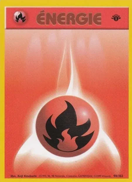 Énergie Feu, carte Pokémon BS 98 — extension Set de Base
