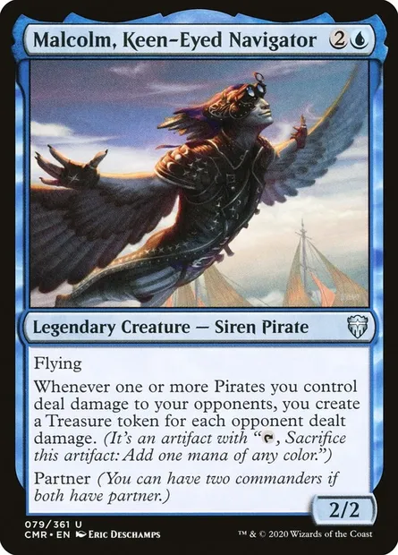 Malcolm, Keen-Eyed Navigator, Magic card CMR 79 — Commander Legends set