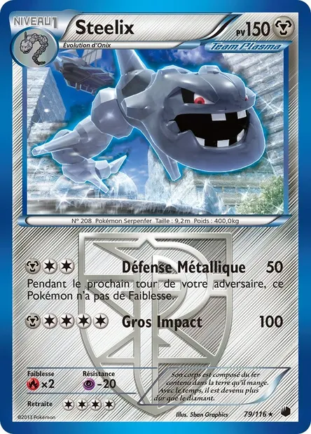 Steelix, carte Pokémon PLF 79 — extension Glaciation Plasma