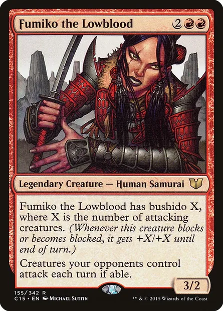 Fumiko the Lowblood, Magic card C15 155 — Commander 2015 set
