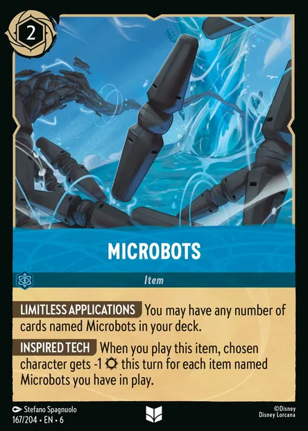 Microbots, Disney Lorcana card CH6-167 — Azurite Sea set