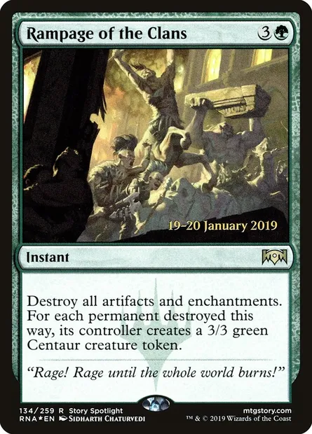 Sauvagerie des Clans, carte Magic PRNA 134s — extension Ravnica Allegiance Promos