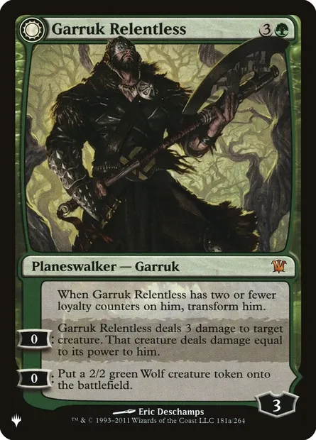 Garruk Relentless // Garruk, the Veil-Cursed, Magic card PLST ISD-181 — The List set