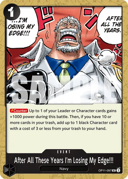 After All These Years I'm Losing My Edge!!!, One Piece card OP11-097 — A FIST OF DIVINE SPEED set