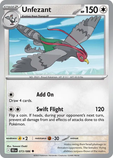 Unfezant, Pokémon card BLK 073 — Black Bolt set