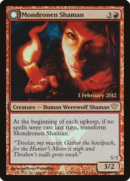 Mondronen Shaman // Tovolar's Magehunter, Magic card PDKA 98★ — Dark Ascension Promos set