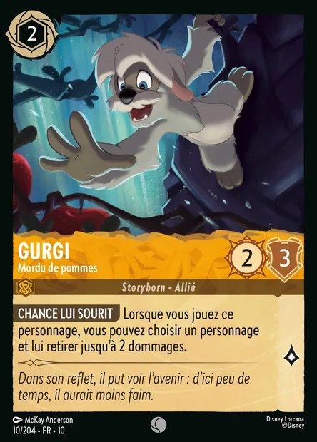 Gurgi - Mordu de pommes, carte Disney Lorcana CH10-010 — extension Lueurs dans les Profondeurs