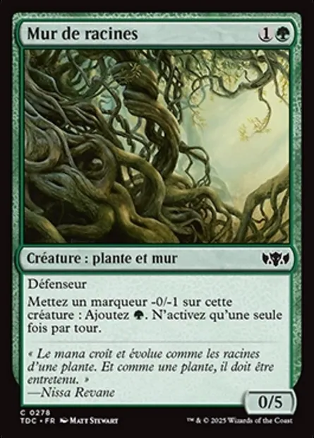 Mur de racines, carte Magic TDC 278 — extension Tarkir: Dragonstorm Commander