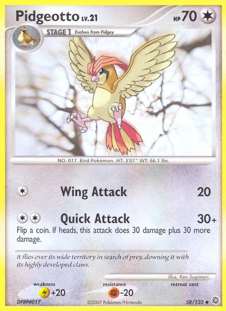 Pidgeotto, Pokémon card SW 58 — Secret Wonders set