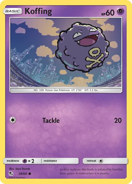 Koffing, Pokémon card HIF 28 — Hidden Fates set