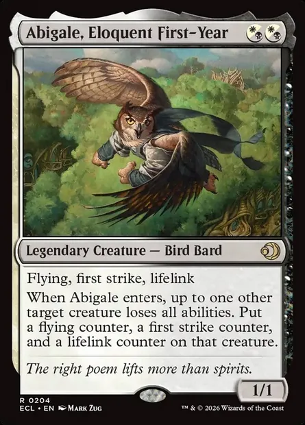 Abigale, Eloquent First-Year, Magic card ECL 204 — Lorwyn Eclipsed set