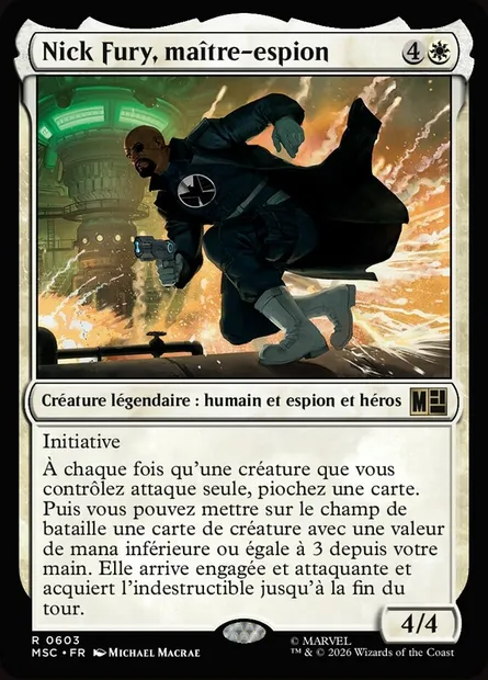Nick Fury, maître-espion, carte Magic MSC 603 — extension Marvel Super Heroes Commander