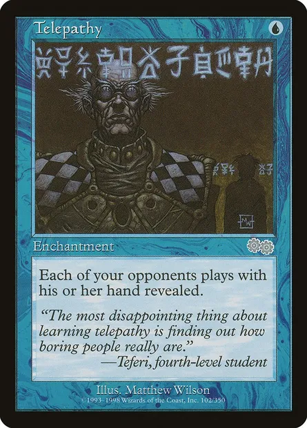 Télépathie, carte Magic USG 102 — extension Epopée d'Urza