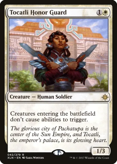 Garde d'honneur de Tocatli, carte Magic PXLN 42p — extension Ixalan Promos