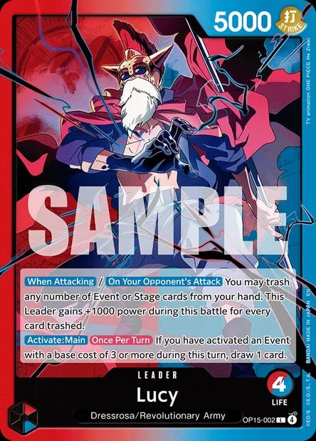Lucy, One Piece card OP15-002 — ADVENTURE ON KAMI’S ISLAND set
