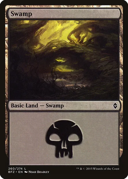 Swamp, Magic card BFZ 260a — Battle for Zendikar set