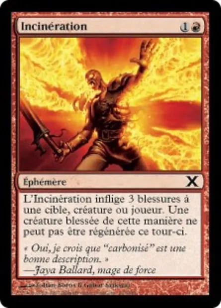 Incinération, carte Magic 10E 213 — extension Dixième édition