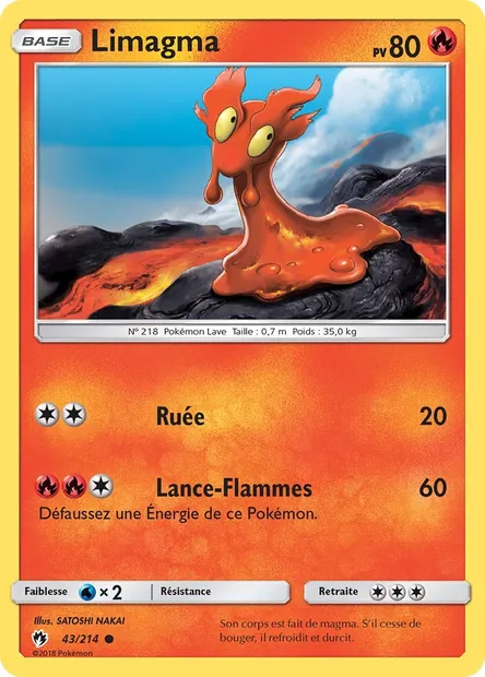 Limagma, carte Pokémon LOT 43 — extension Tonnerre Perdu