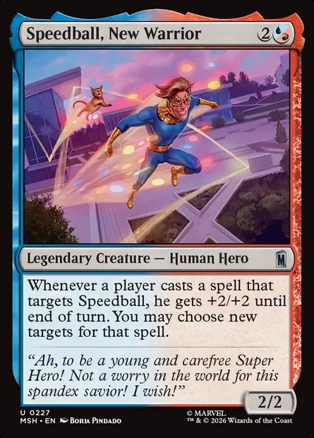 Speedball, New Warrior, Magic card MSH 227 — Marvel Super Heroes set