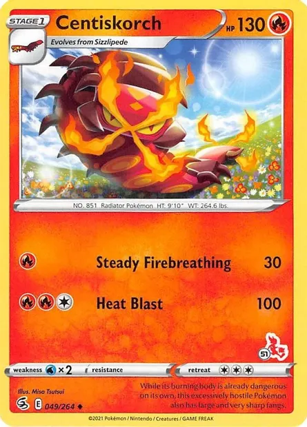 Centiskorch, Pokémon card BA22 049-51 — Battle Academy 2022 set