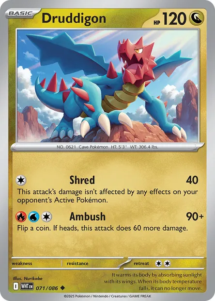 Druddigon, Pokémon card WHT 071 — White Flare set