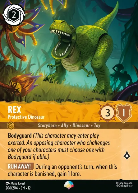 Rex - Protective Dinosaur, Disney Lorcana card CH12-206 — Wilds Unknown set