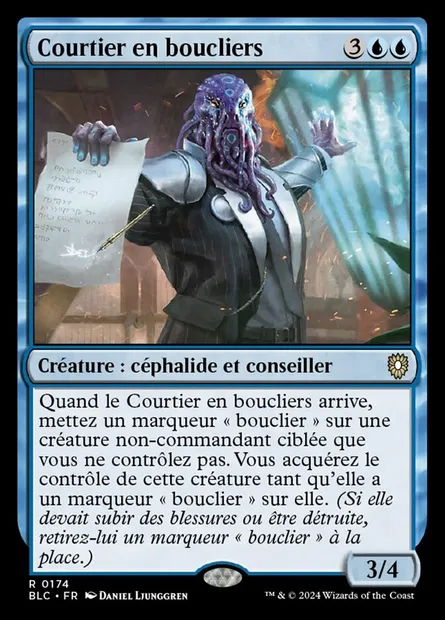 Courtier en boucliers, carte Magic BLC 174 — extension Bloomburrow Commander