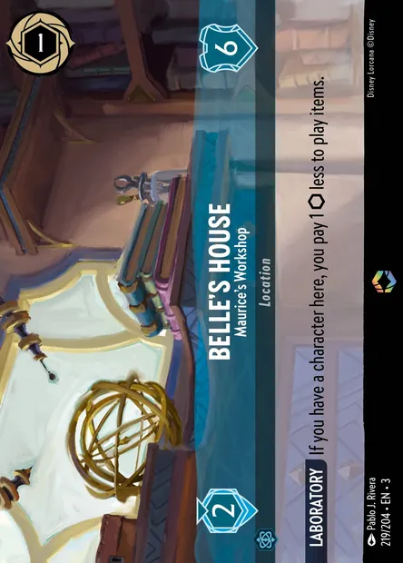 Belle's House - Maurice's Workshop, Disney Lorcana card CH3-219 — Into the Inklands set