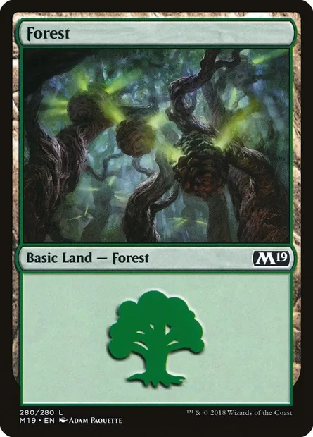 Forest, Magic card M19 280 — Core Set 2019 set