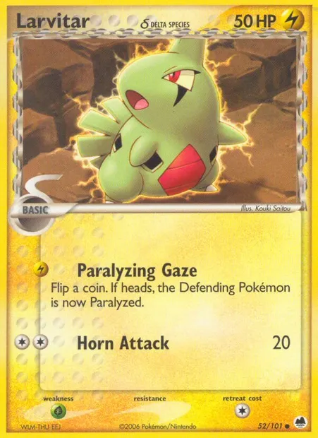 Larvitar δ, Pokémon card DF 52 — Dragon Frontiers set