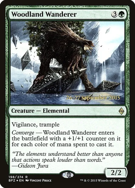 Woodland Wanderer, Magic card PBFZ 198s — Battle for Zendikar Promos set