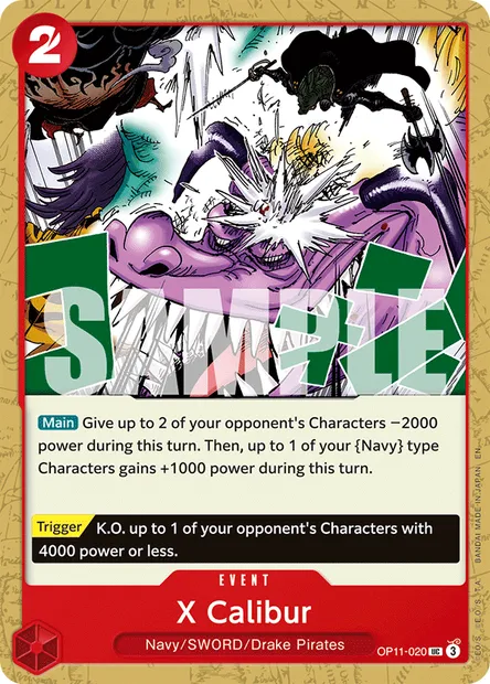 X Calibur, One Piece card OP11-020 — A FIST OF DIVINE SPEED set