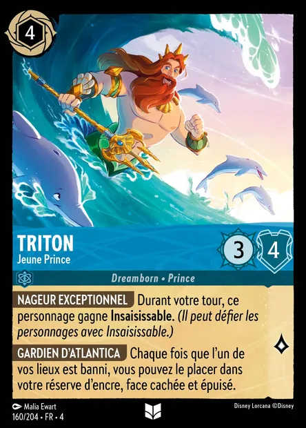 Triton - Jeune Prince, carte Disney Lorcana CH4-160 — extension Le Retour d'Ursula