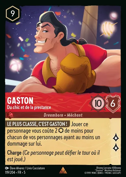 Gaston - Du chic et de la prestance, carte Disney Lorcana CH5-119 — extension Ciel Scintillant